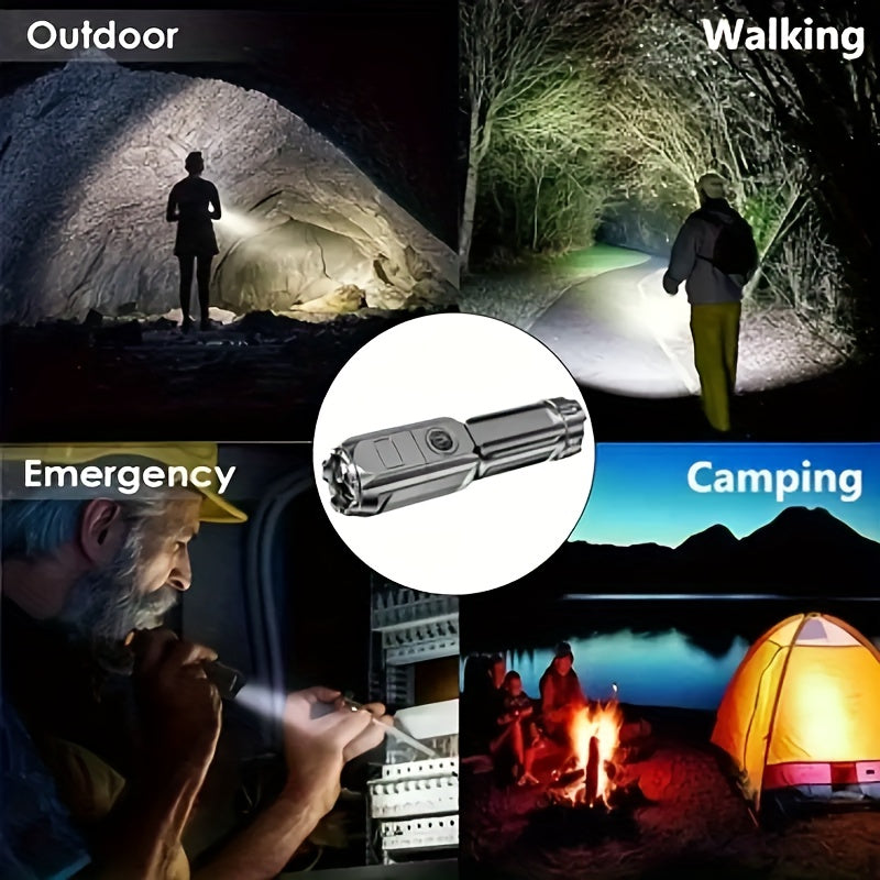 ANYICE 1pc 400Mah/800Mah Super Bright Zoomable Flashlight, Portable, Rechargeable Long Shot IPX4 ABS Strong Light Led Flashlight, Telescopic Zoom Torch for Outdoor Home Lighting
