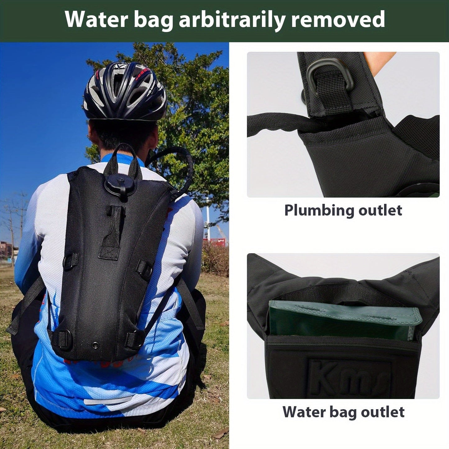 101.44oz Leakproof Hiking Water Backpack & Water Bladder System - Lightweight Hydration Pack with Adjustable Padded Shoulder Straps, Quick-Release Valve for Camping, Cycling, Trekking, Outdoor Sports (Black/Green/Tan) - Compatible with