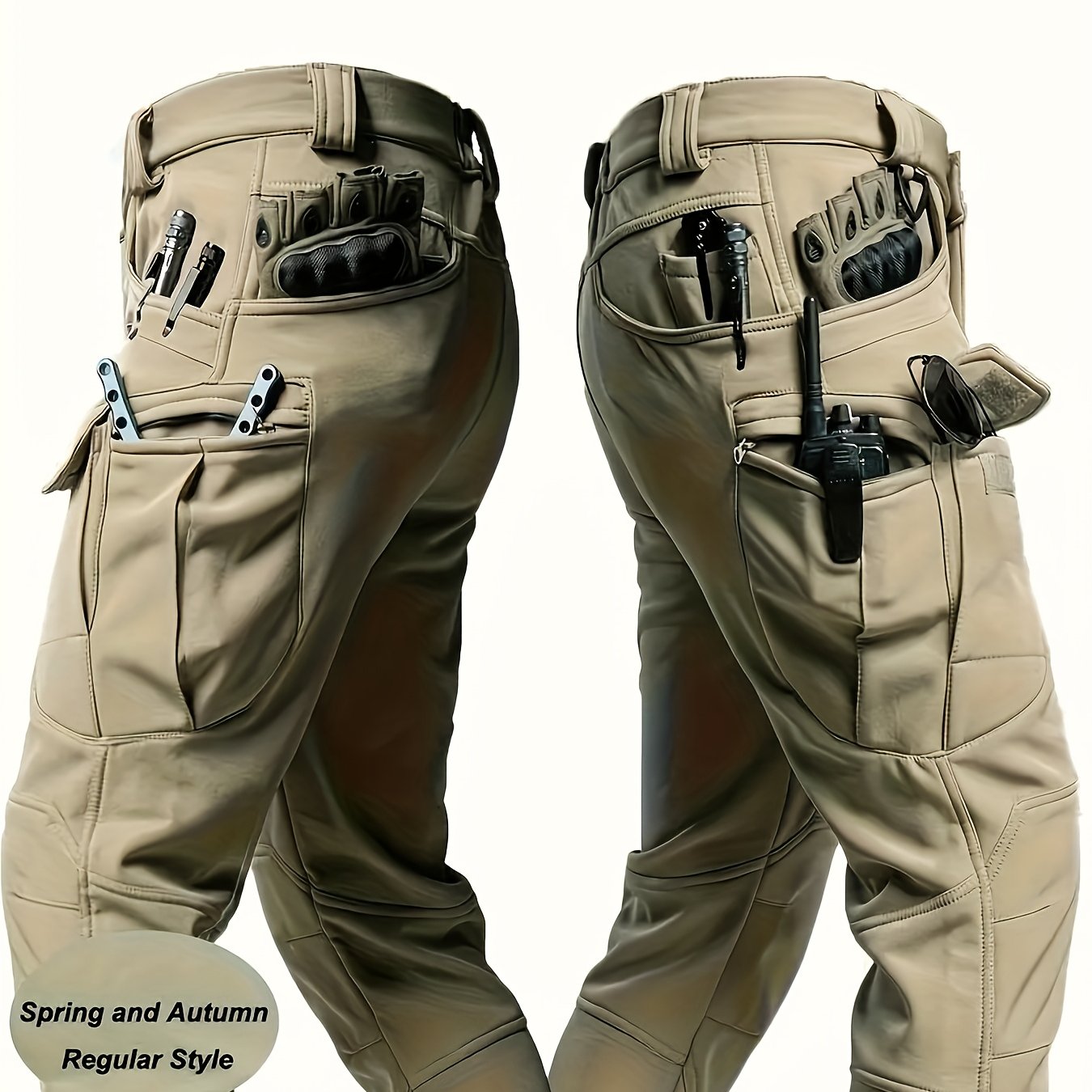 Men's Tactical Cargo Pants - Stretch Fabric with Multiple Pockets, Regular Fit, Machine Washable - Elastic Waist for Everyday Comfort - Durable Outdoor Hiking and Casual Workwear - Casual Cargo Pants