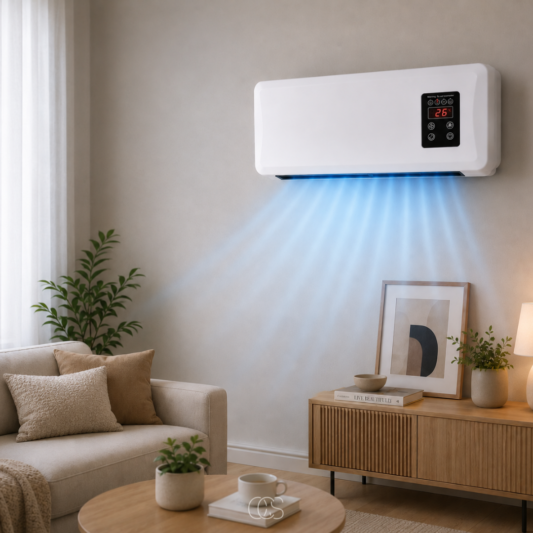 OCS - Wand Aircooler/wandventilator met Verwarming & Droogrek - Met Afstandsbediening