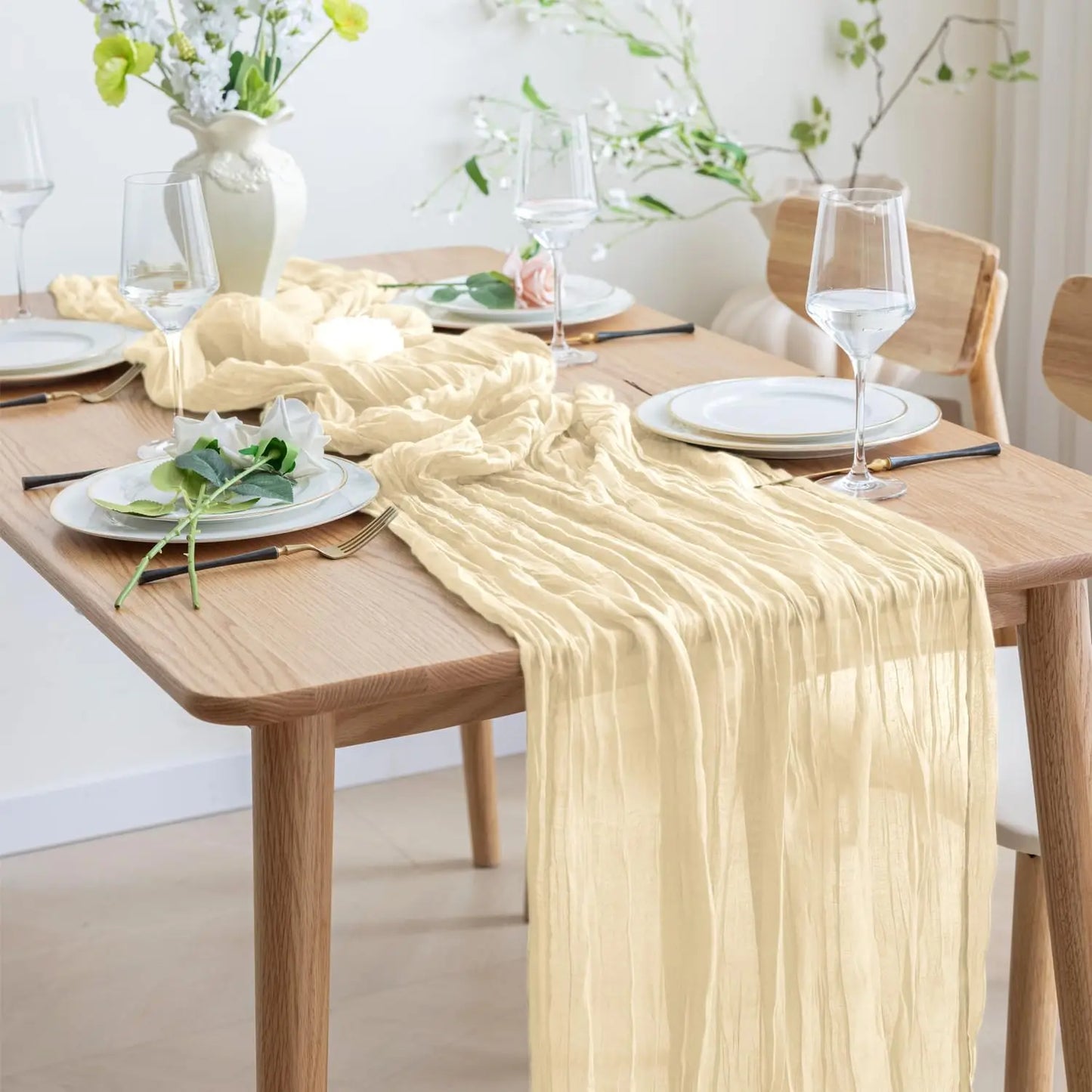 1/2/4/6Pack CheeseCloth Table Runner,40x270cm Boho Gauze Fabric Rustic Sheer TableRunner for Wedding Bridal Shower Party Banquet