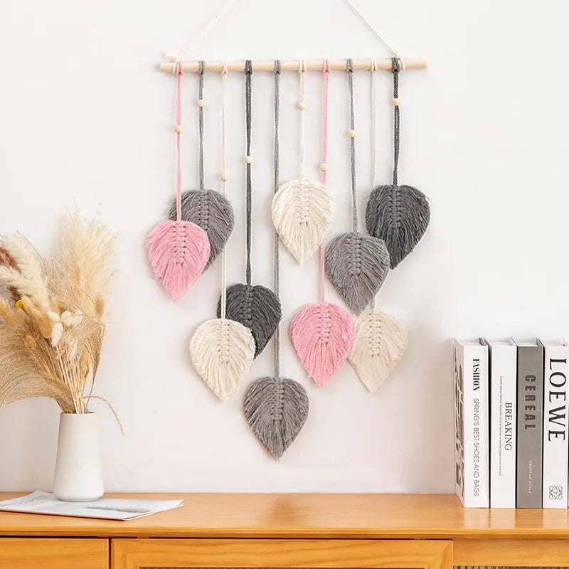Modern Boho Wall Hanging Leaf Macrame Wall Decor Woven Aesthetic Home Deco Rmacrame Wall Decoration Tapiz Macrame