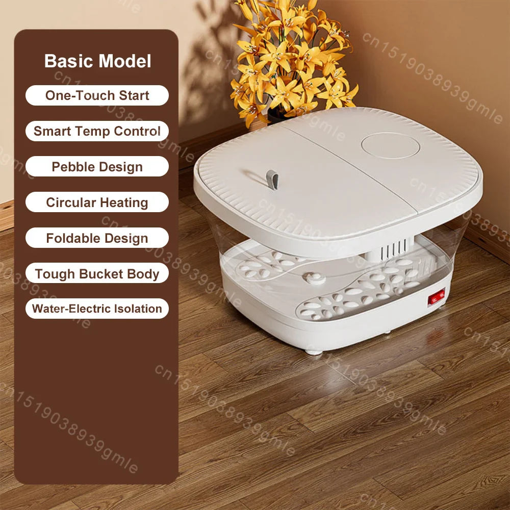 Fully Automatic Massage Heating Foot Bath Folding Heat Constant Temperature Foot Wash Basin Relieve Pressure Relax Massager Spa