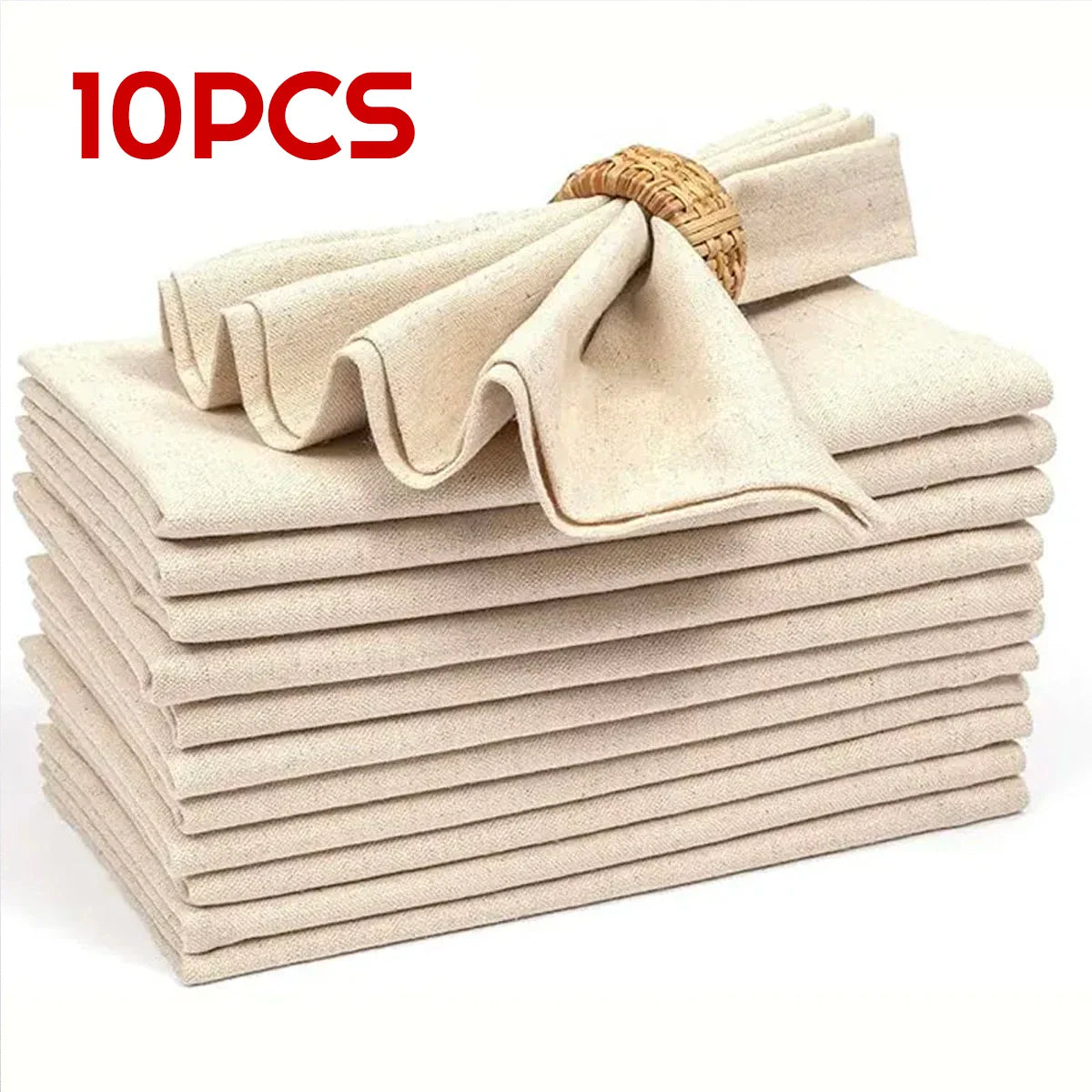 Set Of 6/10/12 30x30cm Linen Napkins, Durable Polyester Thickened Reusable Wedding Chrismas Dining Table Decorations