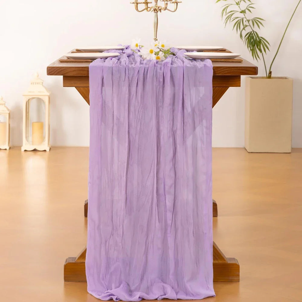 Lilac Purple Lavender Cheesecloth Table Runner Wedding Party Boho Rustic Gauze Table Runner Bridal Shower Birthday Decorations