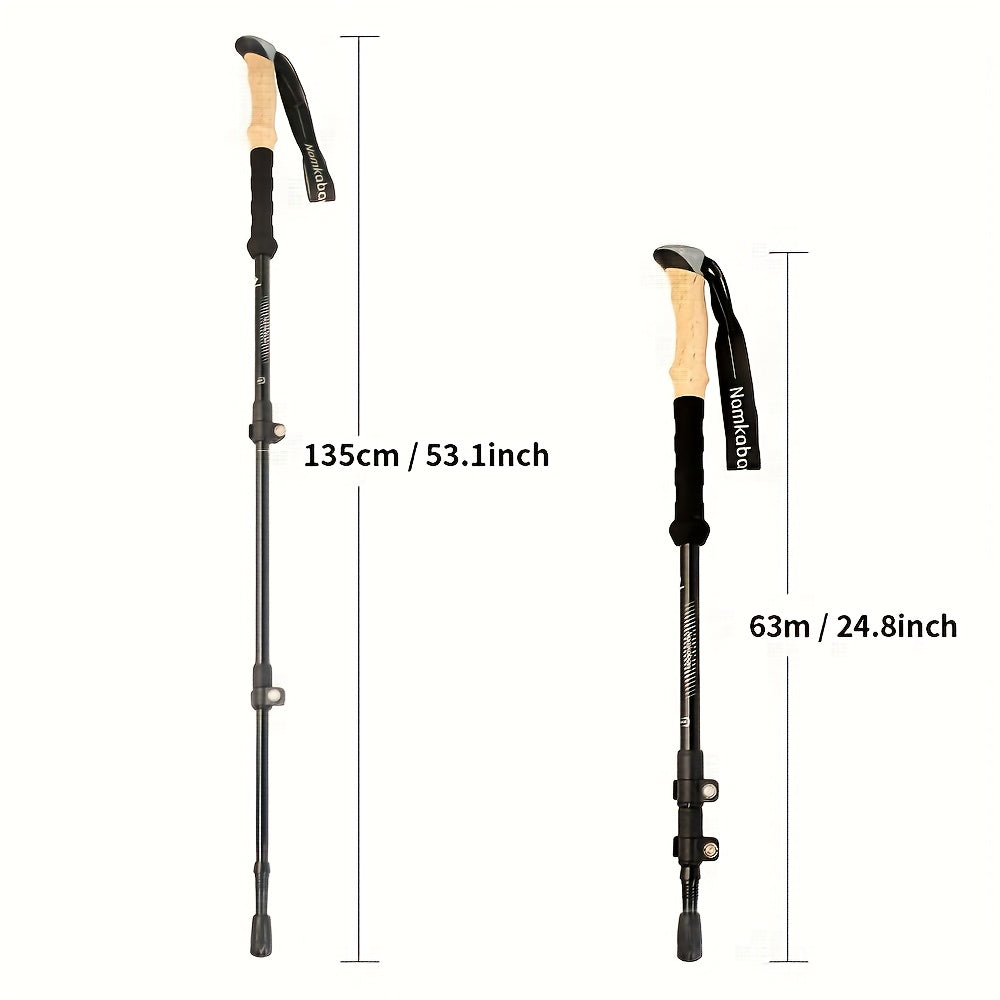 1 Nordic Telescopic Trekking Pole, Aviation-Grade Aluminum Alloy Hiking Stick, Black, Brown, Green, Optional, Suitable for Skiing, Mountaineering, Backpackers, Unisex