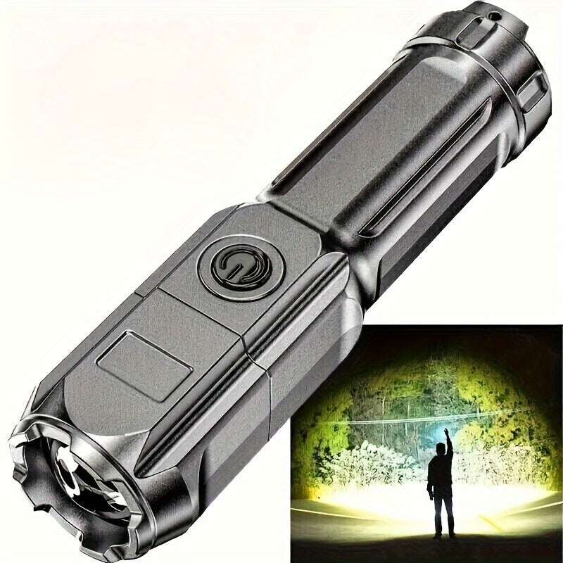 ANYICE 1pc 400Mah/800Mah Super Bright Zoomable Flashlight, Portable, Rechargeable Long Shot IPX4 ABS Strong Light Led Flashlight, Telescopic Zoom Torch for Outdoor Home Lighting