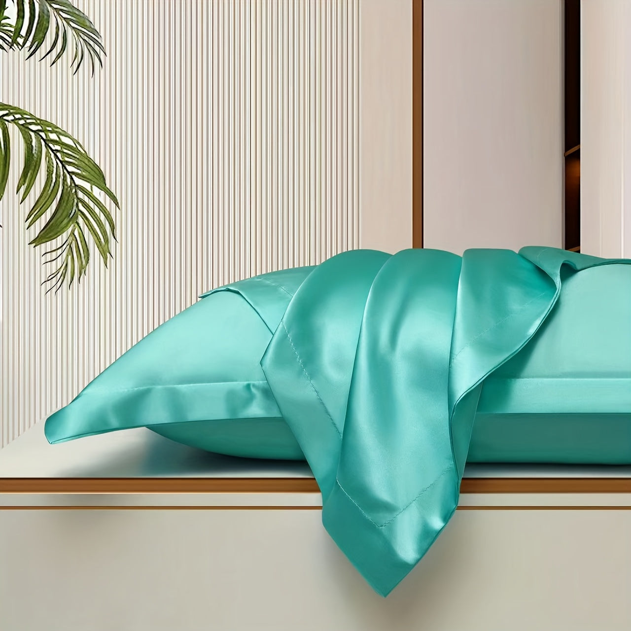 2-Pack Luxurious 30% Mulberry Blended Satin Pillowcases, 25 Momme Satin Weave, Hypoallergenic Solid Color Envelope Closure, 120-140gsm