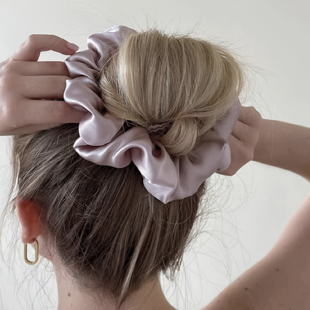 2pcs High Quality 100% Silk Hair Scrunchies | Solid Color Minimalist Big Hairbands, 3.5CM Width, 22Momme, Valentine'S Day Gift, SUNCDELV SLIK