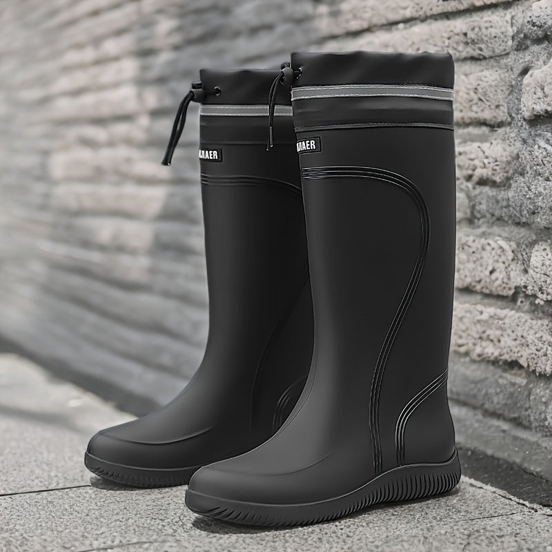 Men's Outdoor Rain Boots Work High Quality Shoes Rain Boots Home Use Long Water Shoes with Rope Mouth High Quality Shoes Daily Work Water Shoes Unisex Water Shoes Men's Soft Sole Outdoor Fishing Casual High Top Rain Boots Farm Work Water Shoes