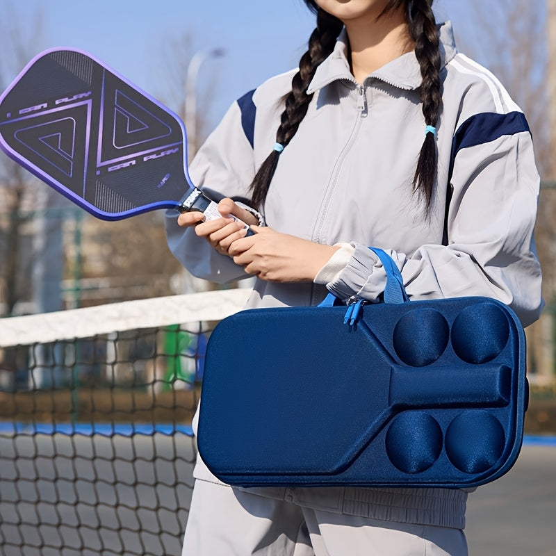 EVA Hard Shell Drop-Proof Pickleball Racket and Ball Storage Bag, 4-Ball Capacity + Racket Compartment, Complete Set, 1pc Molded Design, Ready to Carry