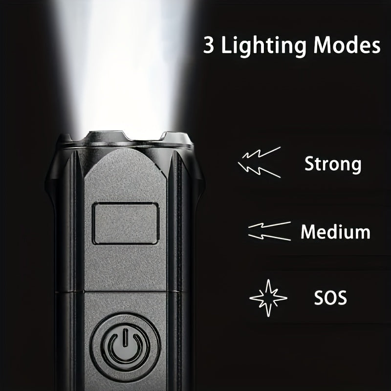 ANYICE 1pc 400Mah/800Mah Super Bright Zoomable Flashlight, Portable, Rechargeable Long Shot IPX4 ABS Strong Light Led Flashlight, Telescopic Zoom Torch for Outdoor Home Lighting