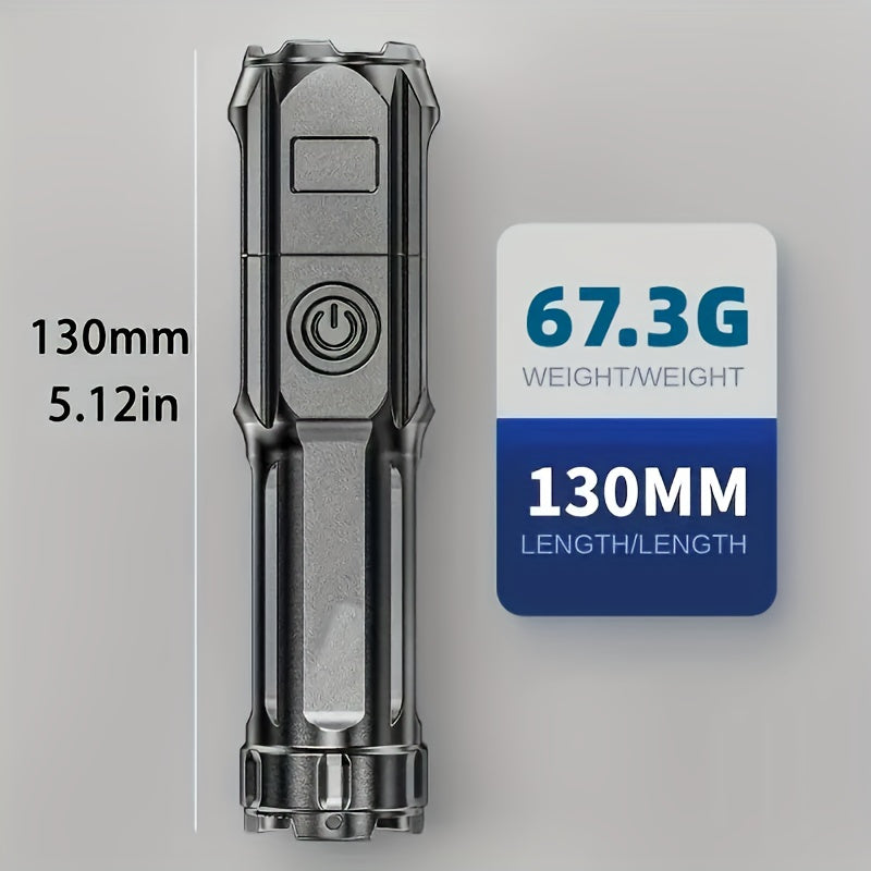 ANYICE 1pc 400Mah/800Mah Super Bright Zoomable Flashlight, Portable, Rechargeable Long Shot IPX4 ABS Strong Light Led Flashlight, Telescopic Zoom Torch for Outdoor Home Lighting