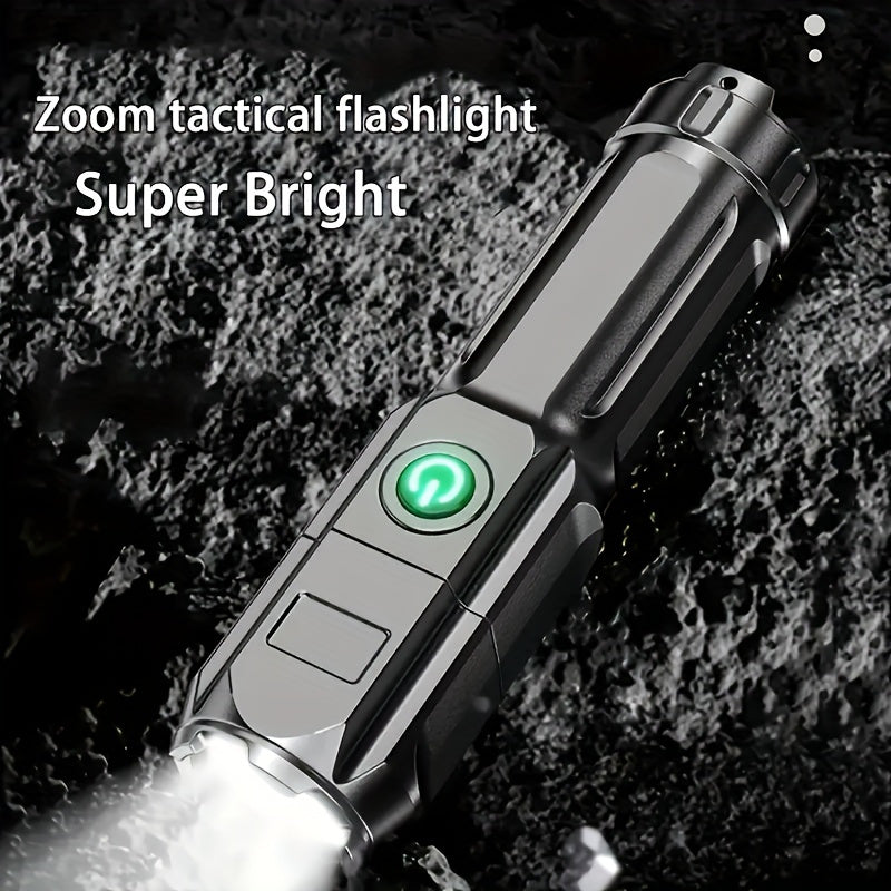 ANYICE 1pc 400Mah/800Mah Super Bright Zoomable Flashlight, Portable, Rechargeable Long Shot IPX4 ABS Strong Light Led Flashlight, Telescopic Zoom Torch for Outdoor Home Lighting