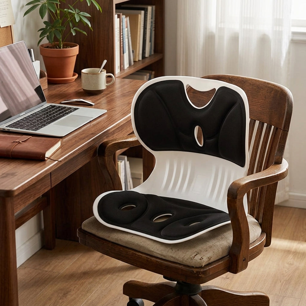 Back Support Cushion for Office Chair – Memory Foam | Lumbar Support Cushion | Desk Chair Back Support | Contoured Orthopedic Alignment Cushion