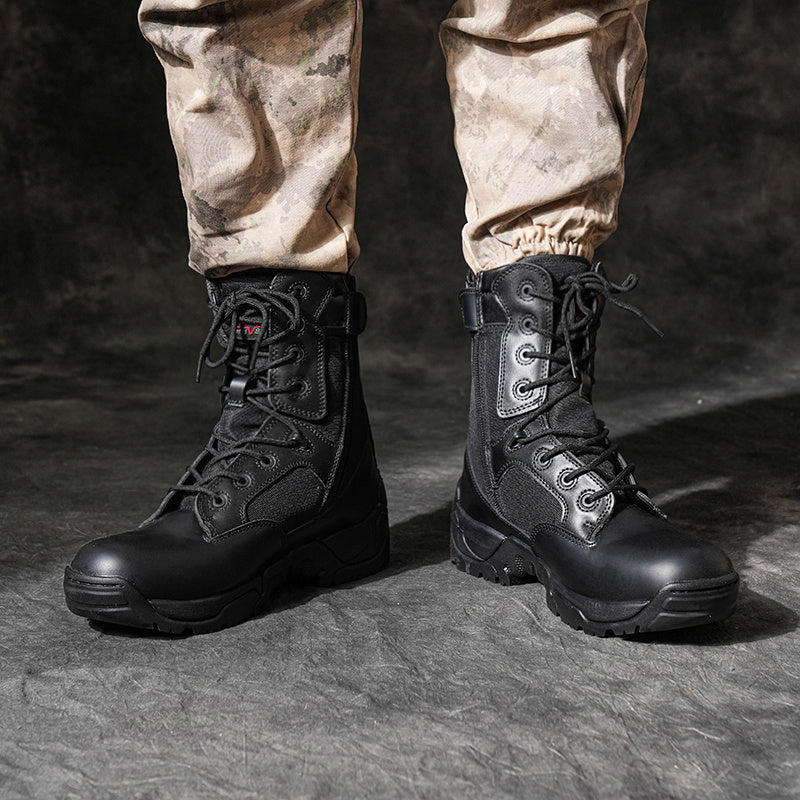 NORTIV 8 Men's Tactical Boot Waterproof Lightweight Comfortable Boots for Work Motorcycle Combat Boots Side Zipper Hiking Outdoor Climbing Activities All Day All Season Christmas Gifts