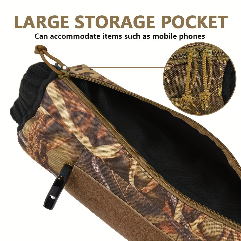 AYAMAYA Tactical Hand Warmer Pouch - Camo Hunting Hand Warmer with Adjustable Waist/Shoulder Strap, 600D Oxford & PVC Coating, Portable -Free Warmth for Outdoor Survival, Hiking, Camping, Hunting (Fits Waist Up to 51.96")