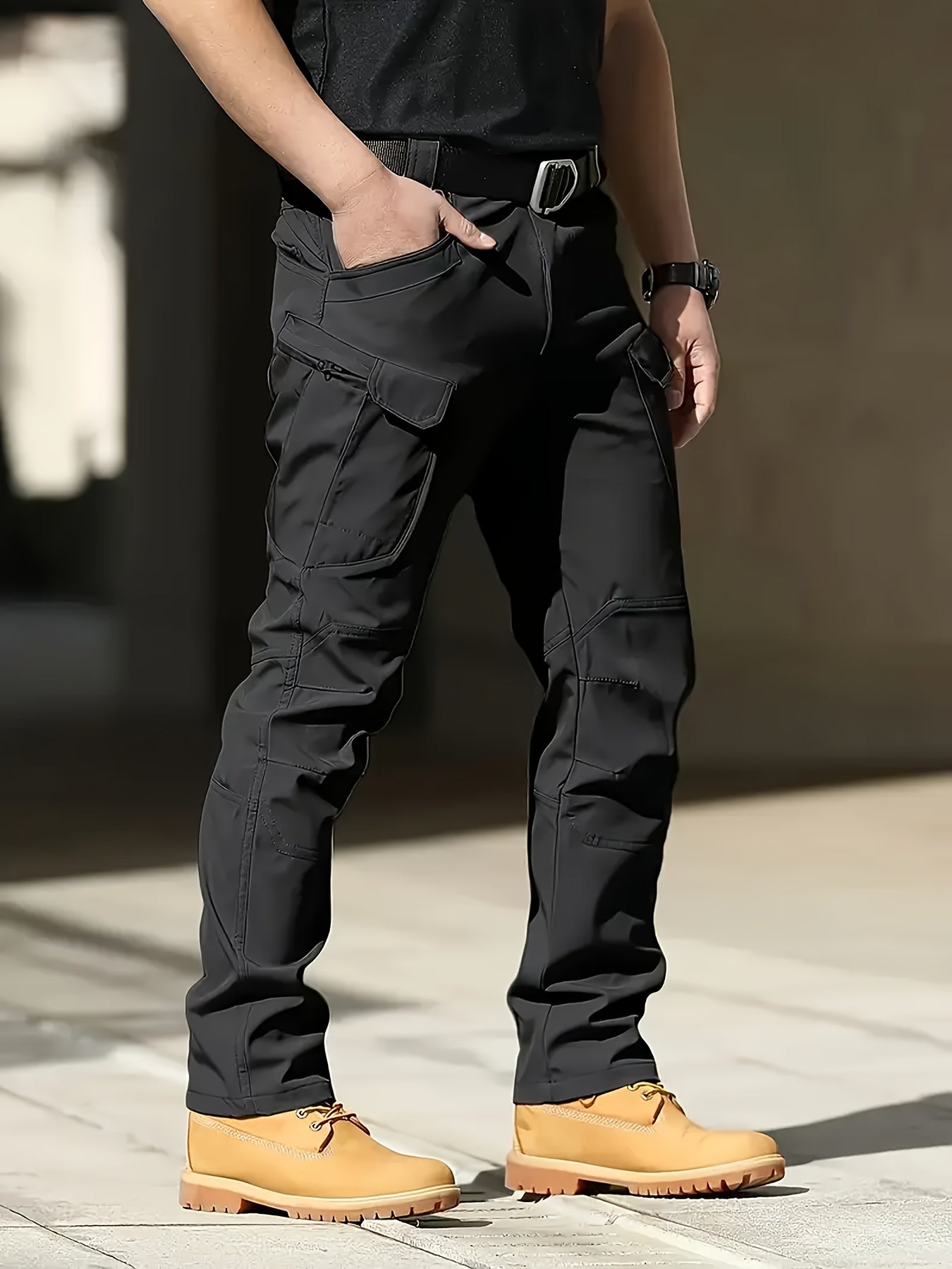 Spring/Autumn Style Men's Tactical Cargo Pants, Slightly Stretch Fabric, Soft and Breathable, Multi-Pocket, Suitable for Casual Outings, No Belt
