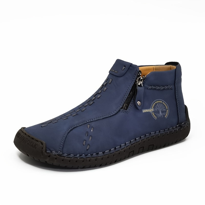 Men's Handmade PU Boots with Zipper, Casual
