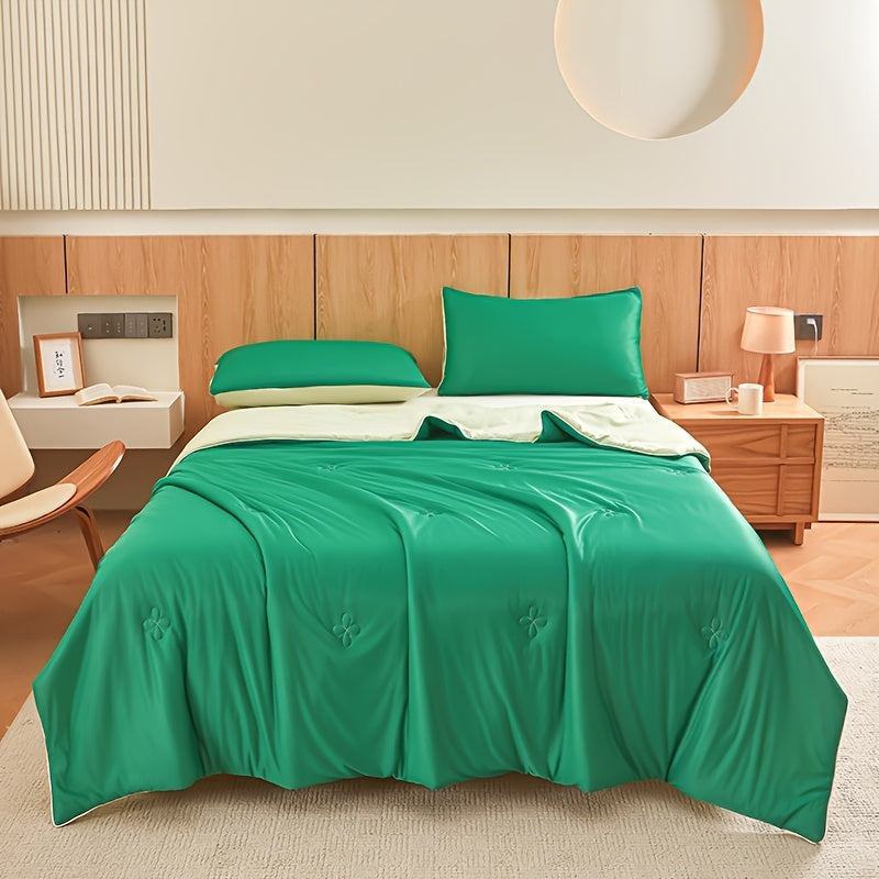1pc Ultra-Soft Cool Summer Quilt - Lightweight & Breathable Air Conditioning Blanket, Skin-Friendly Cooling Material, Perfect for Hot Sleepers, Solid Color, Easy Care