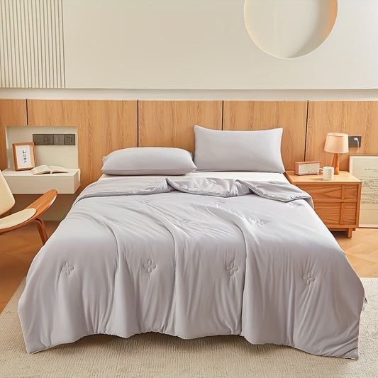 1pc Ultra-Soft Cool Summer Quilt - Lightweight & Breathable Air Conditioning Blanket, Skin-Friendly Cooling Material, Perfect for Hot Sleepers, Solid Color, Easy Care