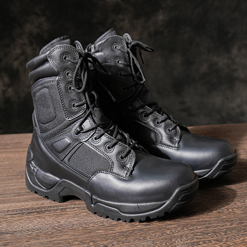 NORTIV 8 Men's Tactical Boot Waterproof Lightweight Comfortable Boots for Work Motorcycle Combat Boots Side Zipper Hiking Outdoor Climbing Activities All Day All Season Christmas Gifts