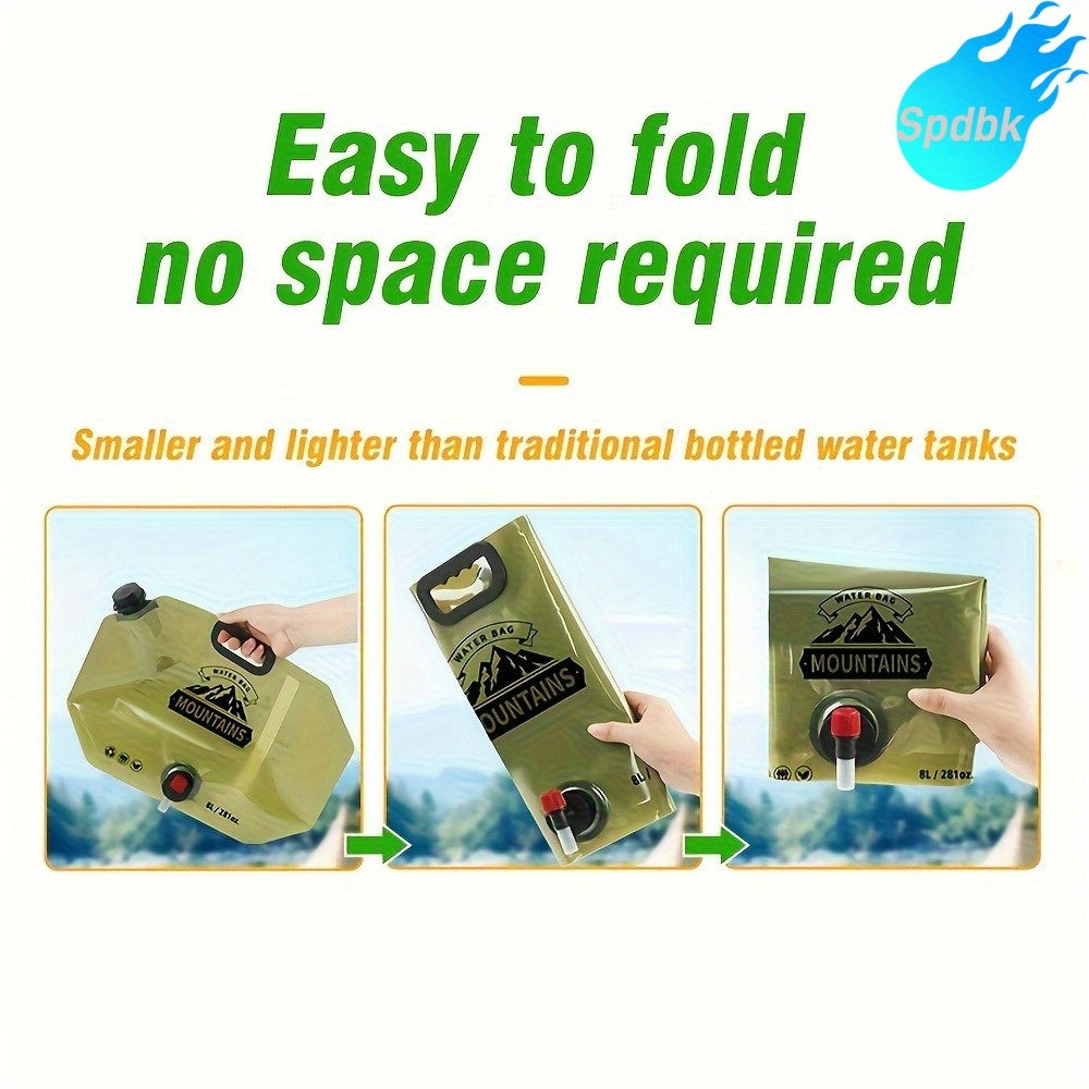 2.11gal Portable Water Container with Faucet - Foldable, Lightweight & Durable PET Material, Ideal for Camping, Hiking, Travel & Outdoor Activities, Camping Water Jug
