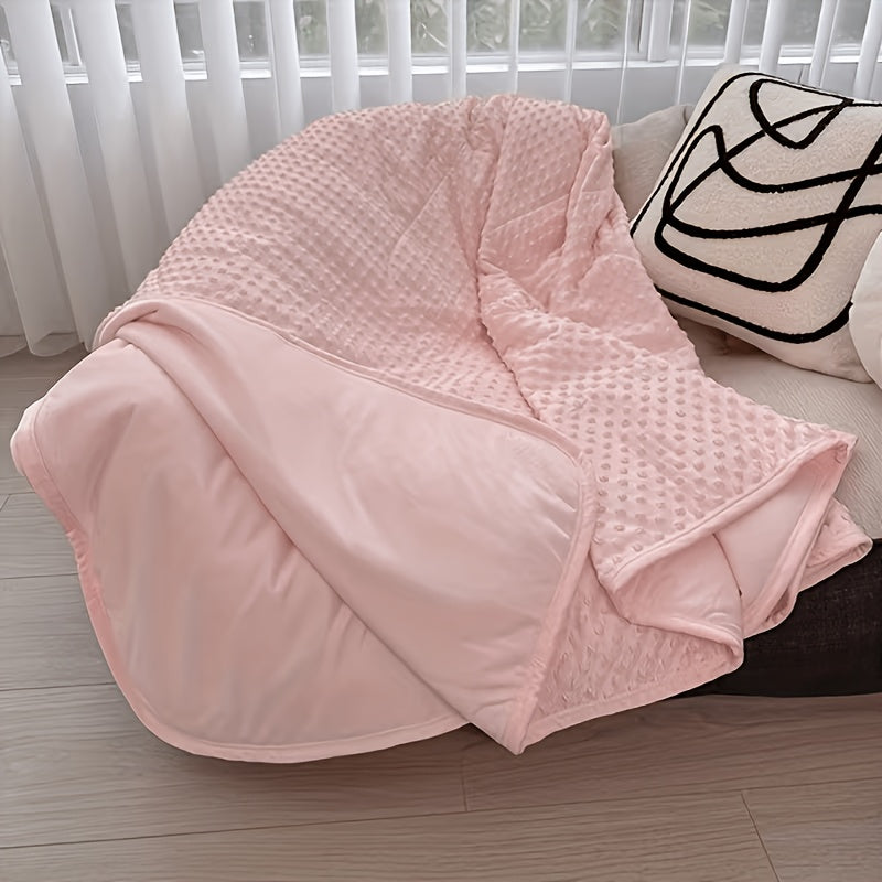 Emotional Cooling Blanket for Relaxation - Soundwave Technology Embossed Striped Design with Ball Accents, Breathable Lightweight Summer Throw, Machine Washable Wrinkle-Resistant Multi-Use Blanket And Shawl in White And Grey, Random Color