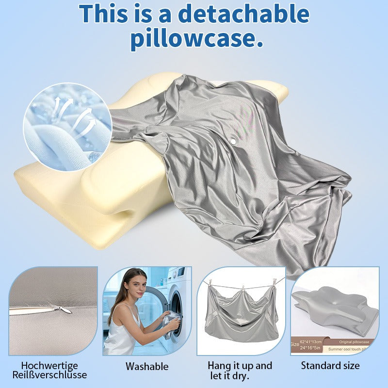 1pc Satin Neck Pillow Cover, Butterfly-shaped Original Pillow Cover, Summer Cool Pillow Cover, 60*40 Pillow Cover, Suitable for Women as a Cooling Pillow Cover, with Zipper Design/visible, Suitable as Easter Gifts