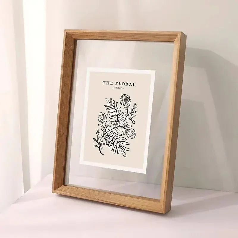 Houten Drijvende Fotolijst met Glas aan Beide Zijden voor Kunst en Posters