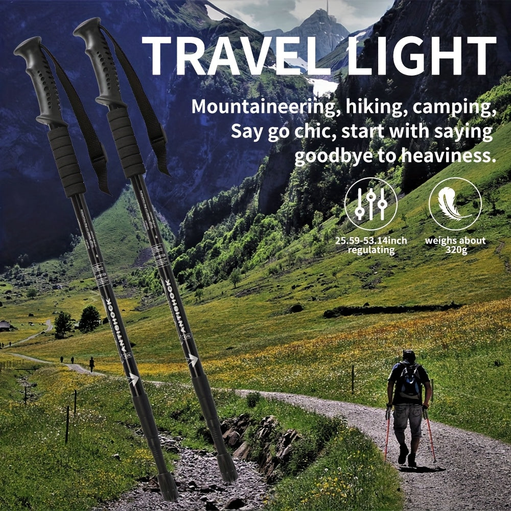 2pcs Adjustable Aluminum Alloy Trekking Poles 23.62 Inches - 59.6 Inches Adjustable at Will, Suitable for Hiking, Rock Climbing And Outdoor Adventure - Perfect Labor Day Equipment for Hiking Enthusiasts