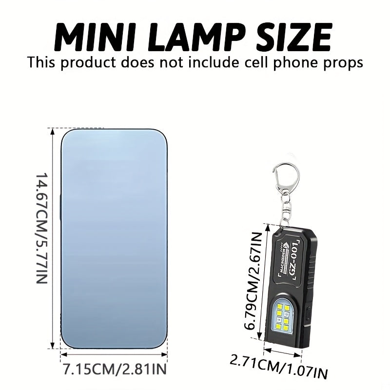 1pc Compact USB Rechargeable Hands-Free Flashlight, Small Keychain Light, Clip-On Headlamp, 5 Lighting Modes Versatile Emergency Lantern, Hanging Light for Tents, Ideal for Travel, Camping, And Fishing