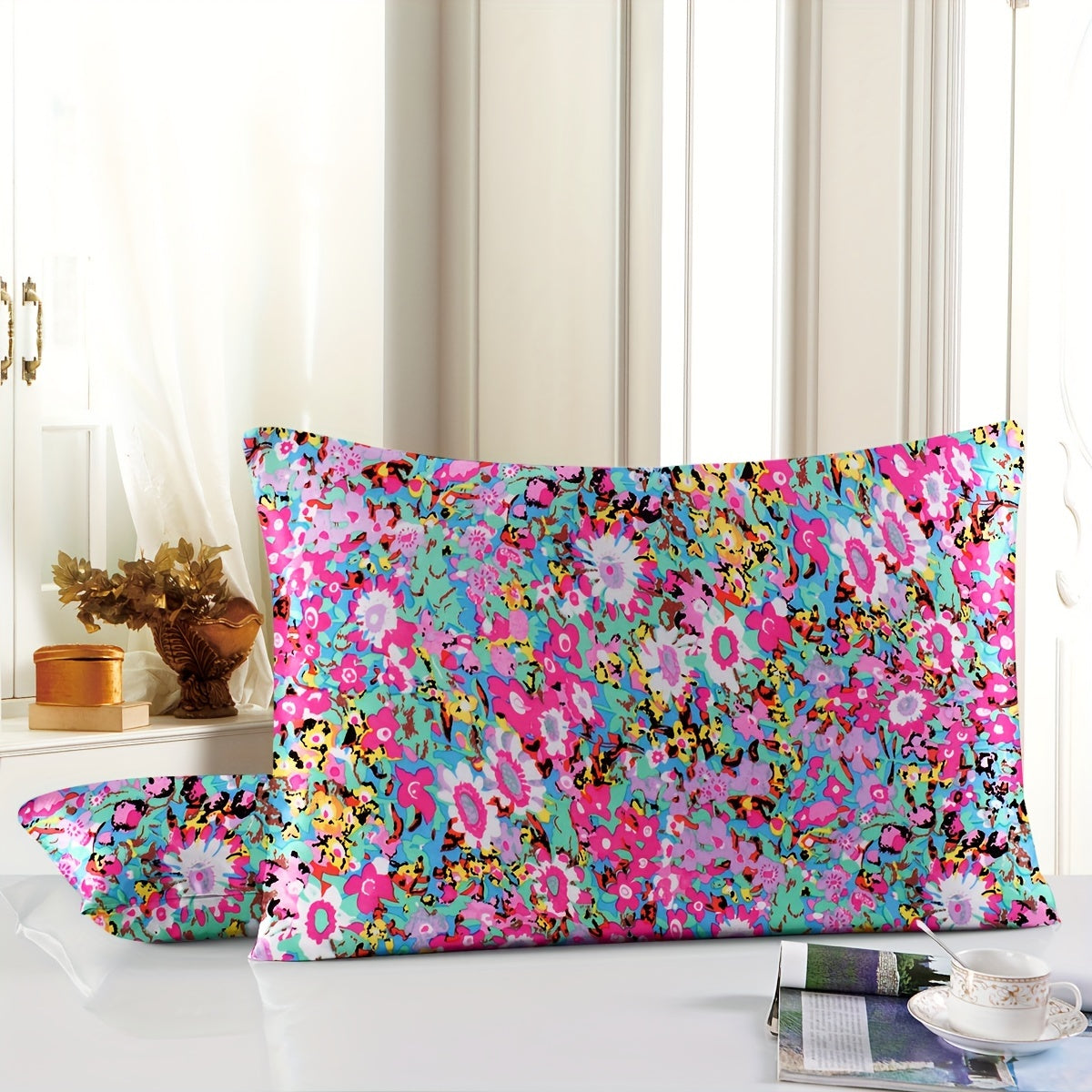 1pc Luxurious 100% Mulberry Silk Pillowcase with Zipper Closure - Soft Leopard Print, Polka Dot & Floral Designs, Skin-Friendly & Durable, Multiple Colors Available