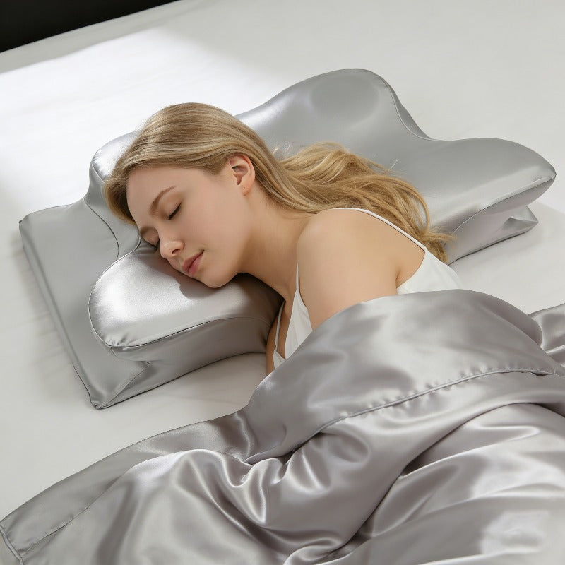 1pc Satin Neck Pillow Cover, Butterfly-shaped Original Pillow Cover, Summer Cool Pillow Cover, 60*40 Pillow Cover, Suitable for Women as a Cooling Pillow Cover, with Zipper Design/visible, Suitable as Easter Gifts