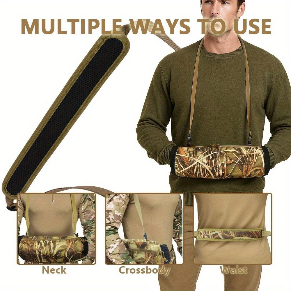 AYAMAYA Tactical Hand Warmer Pouch - Camo Hunting Hand Warmer with Adjustable Waist/Shoulder Strap, 600D Oxford & PVC Coating, Portable -Free Warmth for Outdoor Survival, Hiking, Camping, Hunting (Fits Waist Up to 51.96")