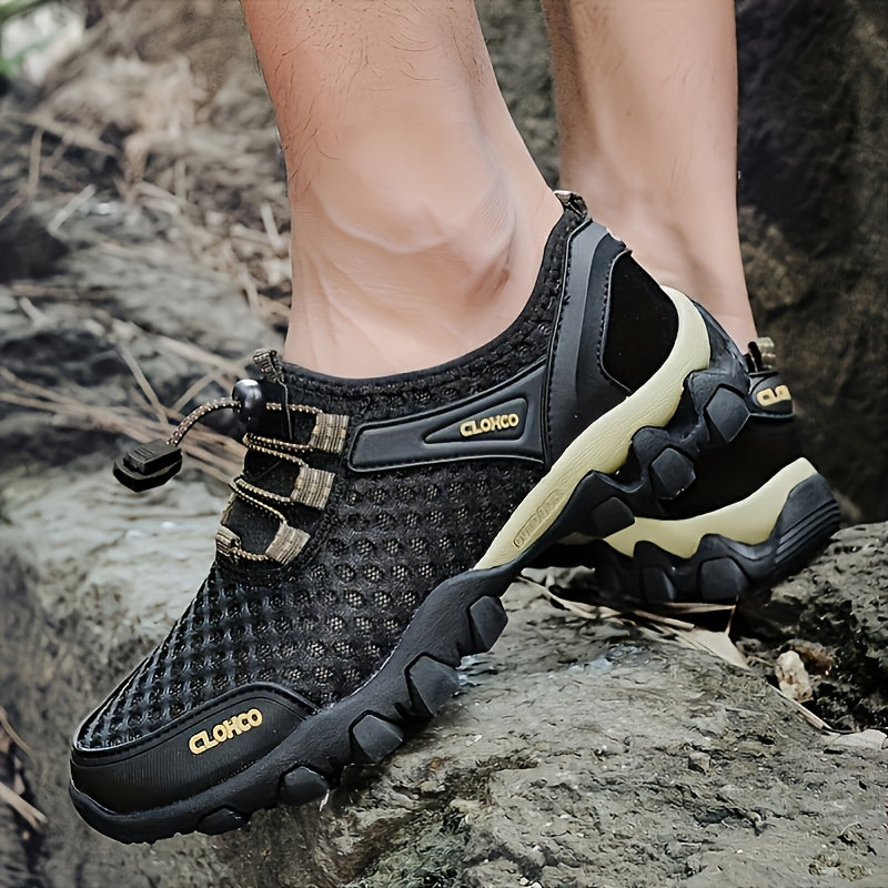 Mesh Shoes, Rubber Thick Sole, Handcrafted Cold Glue Shoes, Outdoor Casual Athletic Men'S Shoes