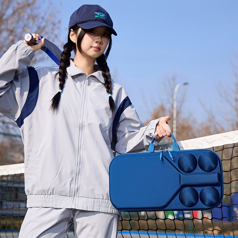 EVA Hard Shell Drop-Proof Pickleball Racket and Ball Storage Bag, 4-Ball Capacity + Racket Compartment, Complete Set, 1pc Molded Design, Ready to Carry