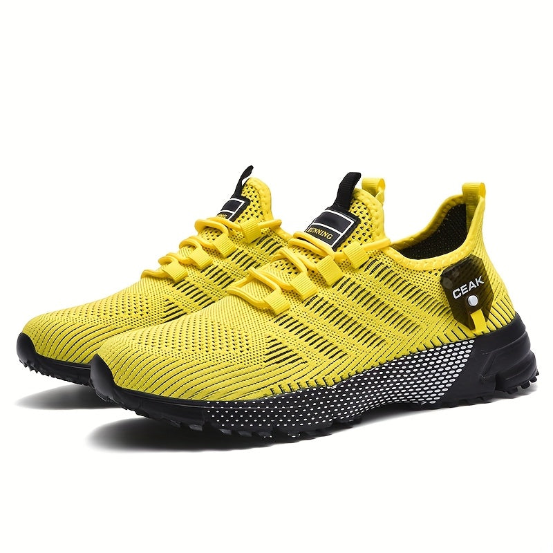 Men'S Breathable Mesh Sneakers - Lightweight Low-Top Training Shoes with EVA Cushioning, & Red Accents for Running, Hiking, Gym & Casual Wear - All-Season Comfort, Hiking Footwear, Sleek Sporty Design, Durable Traction Footwear
