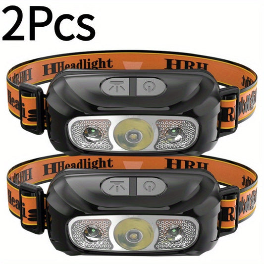 2pcs High Lumens LED Headlamp Super Bright Headlight Ootdoor Head Lamp Head Flashlight for Camping Hiking Cycling Hunting