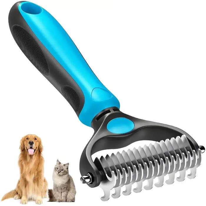 Ajaxfit™ Professional Double-Sided Pet Grooming Rake ✨ Undercoat Deshedding Tool for Dogs & Cats 🐶🐱