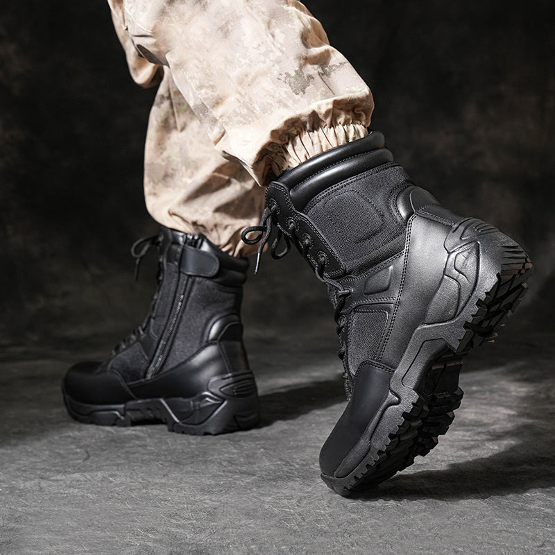 NORTIV 8 Men's Tactical Boot Waterproof Lightweight Comfortable Boots for Work Motorcycle Combat Boots Side Zipper Hiking Outdoor Climbing Activities All Day All Season Christmas Gifts