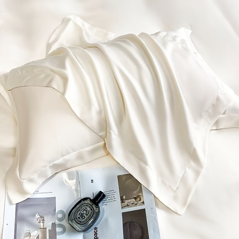 2-Pack Luxurious 30% Mulberry Blended Satin Pillowcases, 25 Momme Satin Weave, Hypoallergenic Solid Color Envelope Closure, 120-140gsm
