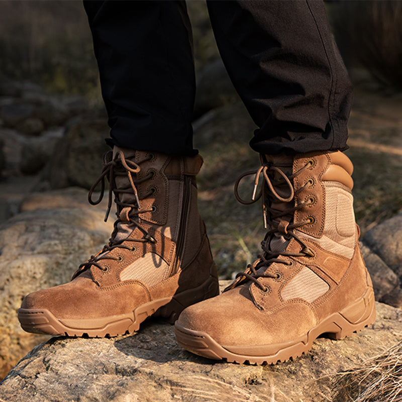NORTIV 8 Men's Tactical Boot Waterproof Lightweight Comfortable Boots for Work Motorcycle Combat Boots Side Zipper Hiking Outdoor Climbing Activities All Day All Season Christmas Gifts