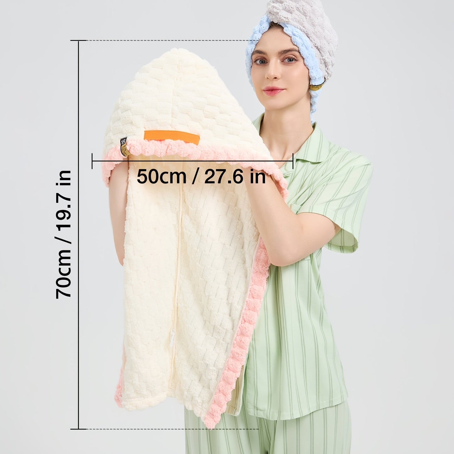 1pc Women'S Extra Large Quick-Dry Hair Towel - Super Absorbent Microfiber Turban with Wide Brim, 50x70cm (19.69x27.56in) for Curly, Wavy, Straight Hair - Thick & Soft for Home, Travel, Christmas Gift, Hair Towel For Women, Hair Towel For Men
