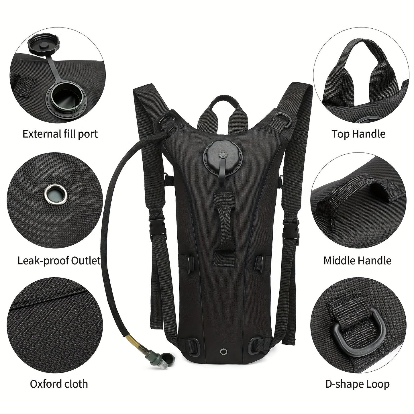 Hydration Backpack with 101.44oz Water Bladder - Tactical Water Bag Lightweight WithAdjustable Straps, Large Capacity for Hiking, Biking, Running & Climbing, Black, HikingBackpack