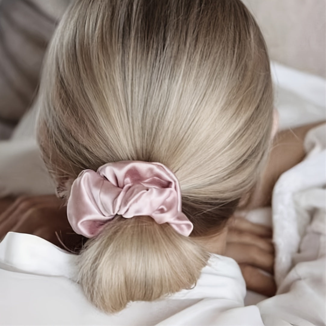2pcs High Quality 100% Silk Hair Scrunchies | Solid Color Minimalist Big Hairbands, 3.5CM Width, 22Momme, Valentine'S Day Gift, SUNCDELV SLIK