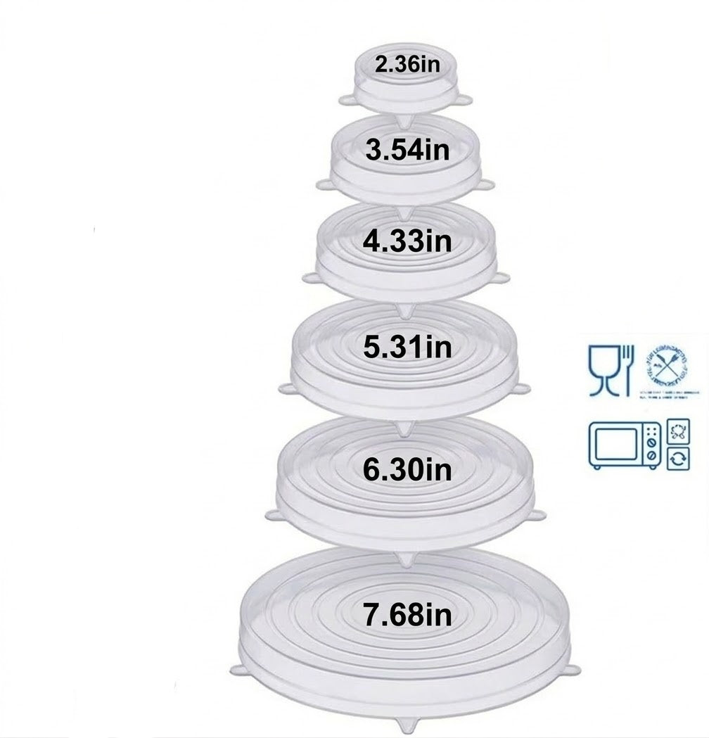 Vodlans™ Reusable Silicone Lids — 6 PCS Stretch Bowl & Pot Covers