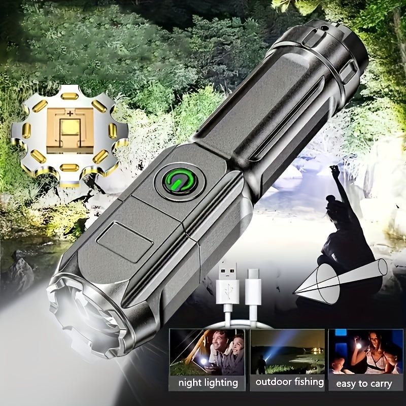 ANYICE 1pc 400Mah/800Mah Super Bright Zoomable Flashlight, Portable, Rechargeable Long Shot IPX4 ABS Strong Light Led Flashlight, Telescopic Zoom Torch for Outdoor Home Lighting