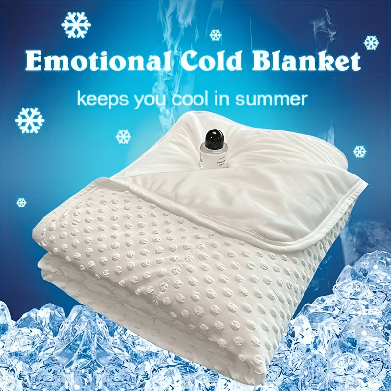 Emotional Cooling Blanket for Relaxation - Soundwave Technology Embossed Striped Design with Ball Accents, Breathable Lightweight Summer Throw, Machine Washable Wrinkle-Resistant Multi-Use Blanket And Shawl in White And Grey, Random Color