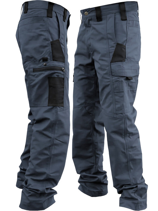 1pc Men's Tactical Cargo Pants, Multiple Pockets - Durable Fabric for Outdoor Hiking and Construction Work, Spring/Fall/Summer Seasonal Versatility, Safety Work Pants, Solid Color Design